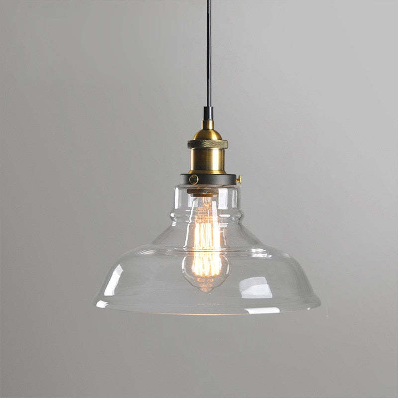 June Industrial Glass Pendant Light Clear/Amber/Smoke Grey - Lamp Copper
