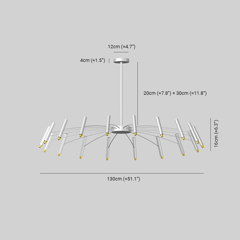 Arisha Modern Blown Linear Metal Multi-heads Chandelier - Lamp Copper
