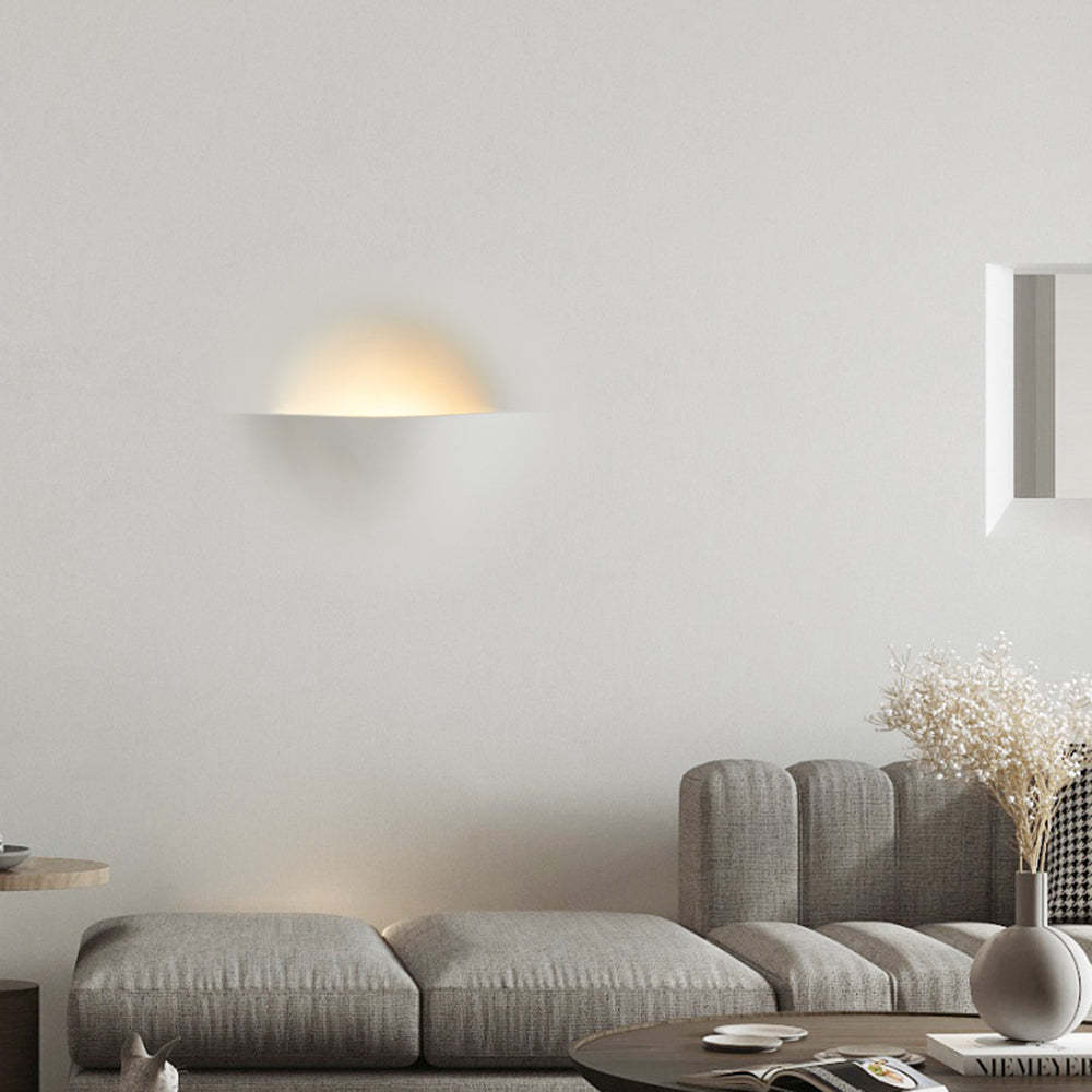 Aria Modern Recessed Metal/Plaster LED Wall Lamp, White - Lamp Copper