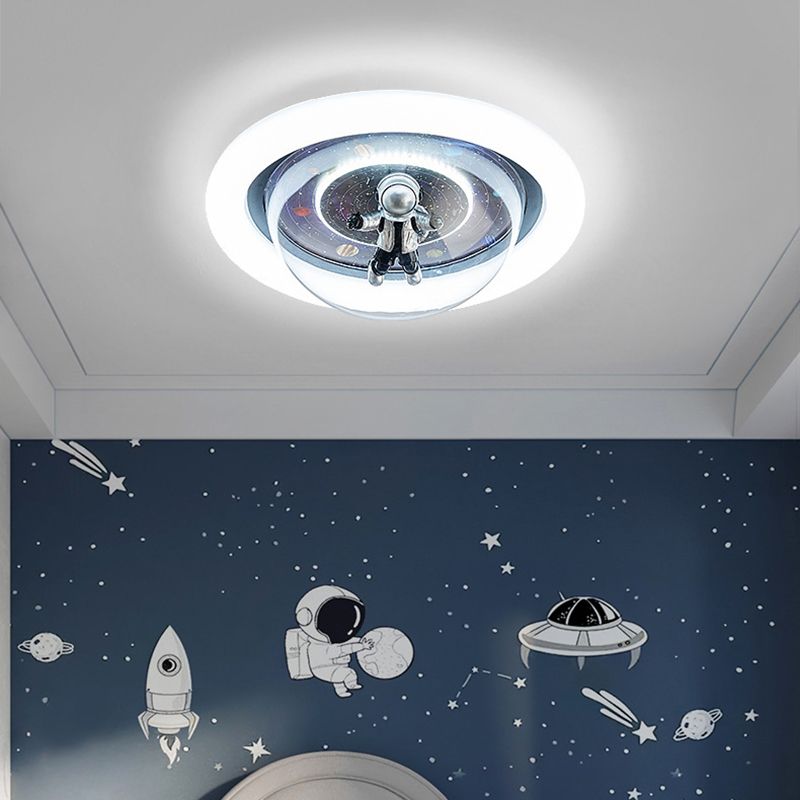 Aria Cosmic Astronaut & Galaxy Motif Flush Mount Ceiling Light - Lamp Copper