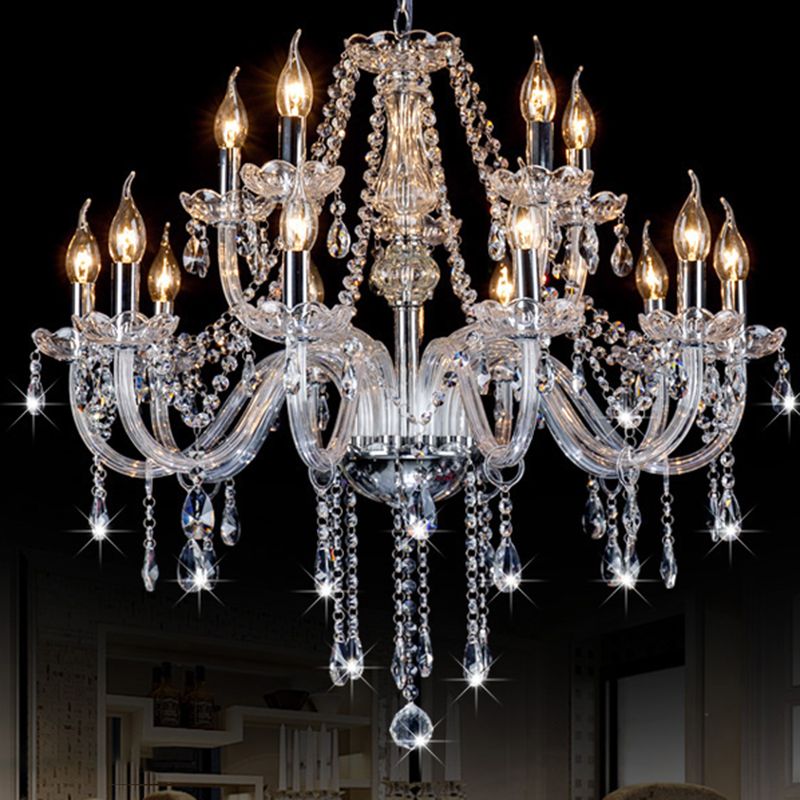 Silva Luxury Candlestick Clear Crystal Chandelier - Lamp Copper