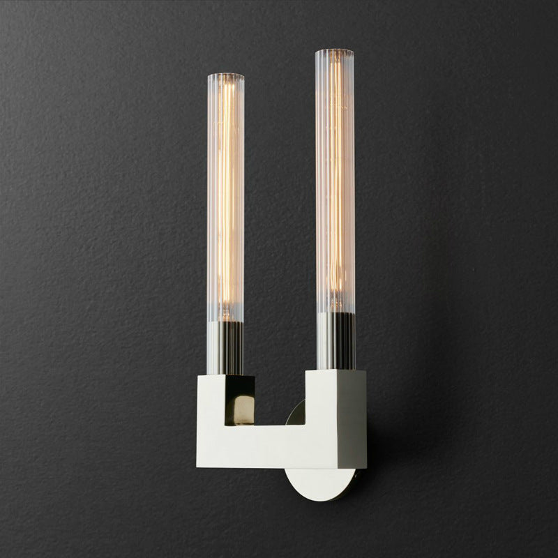 Kristy Indoor Wall Lamp Glass Brass Mid-century Restaurant Bedroom - Lamp Copper