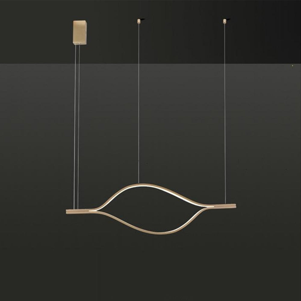 Arisha LED Linear Minimalist Wave Golden Leaf Shaped Pendant Light - Lamp Copper