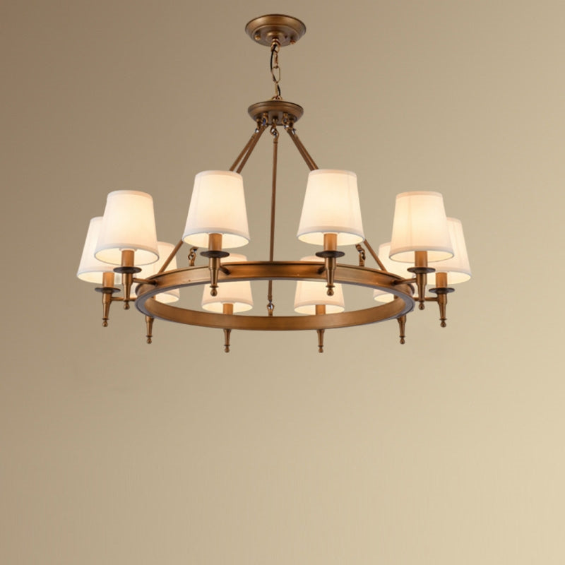Silva vintage Ring Metal/Fabric Chandelier, Black/Copper - Lamp Copper