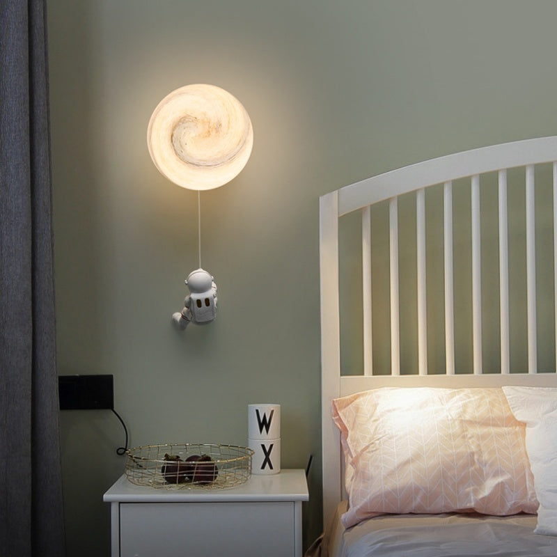 Aria Modern Moon LED Indoor Wall Lamp White Resin Kid's Room - Lamp Copper