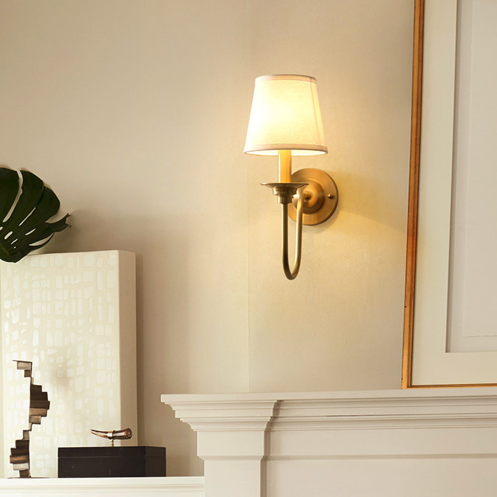Tiffany Vintage Rustic Lantern Fabric LED Wall Lamp, Gold - Lamp Copper