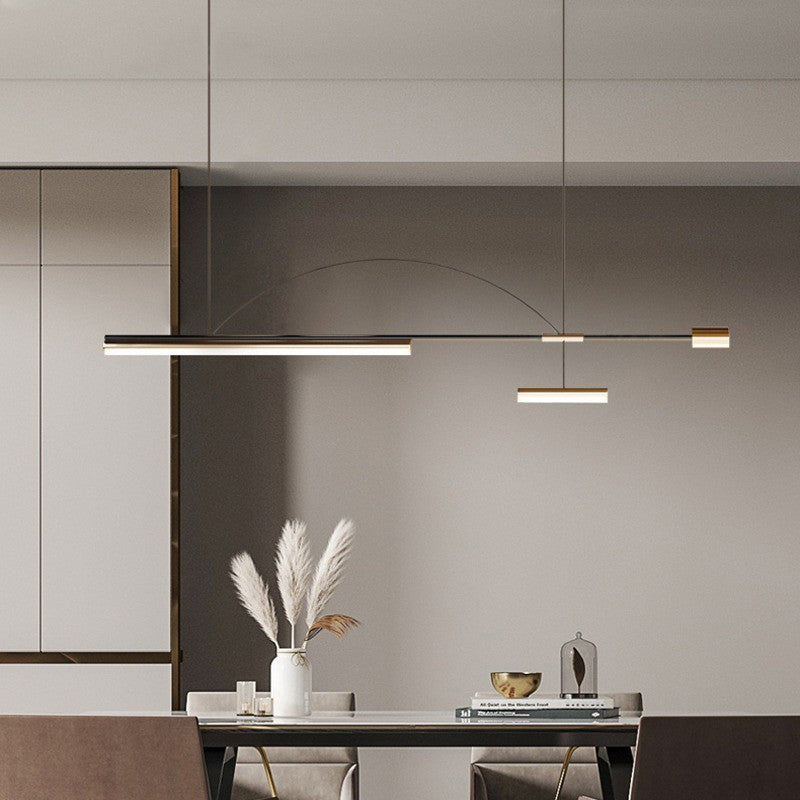 Aria Modern Long LED Pendant Light Black Metal Dining Room - Lamp Copper