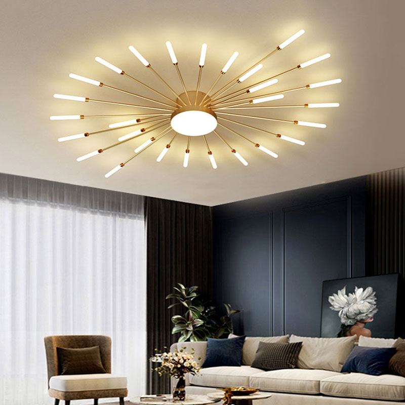 Wesley Modern Home Decoration Fireworks LED Ceiling Light - Lamp Copper