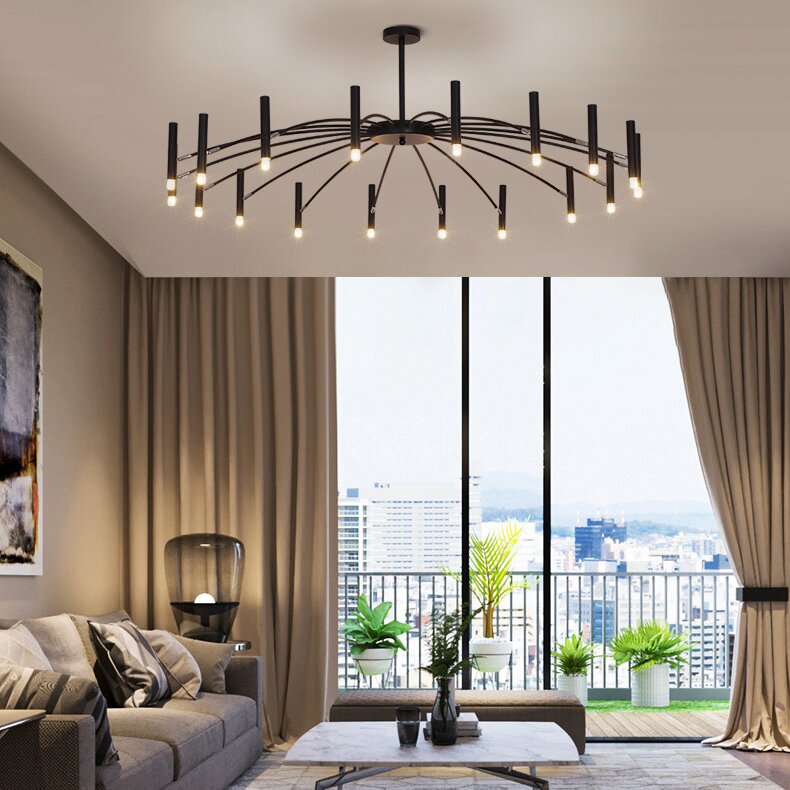 Arisha Modern Blown Linear Metal Multi-heads Chandelier - Lamp Copper