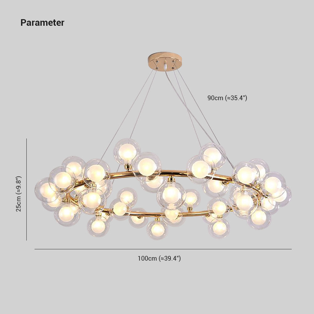 Valentina Modern Gold Bubble Pendant Light, Metal & Glass - Lamp Copper
