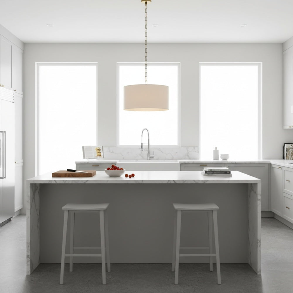 Rowan  Linen Drum Pendant Light  For Kitchen