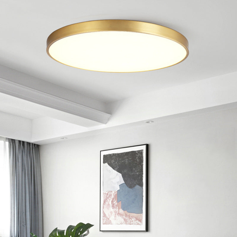 Arisha Nordic LED Gold Round Ceiling Light, Metal & Acrylic - Lamp Copper