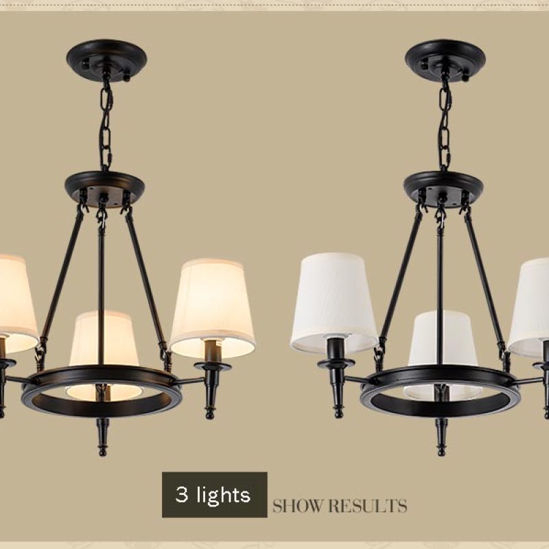 Silva vintage Ring Metal/Fabric Chandelier, Black/Copper - Lamp Copper