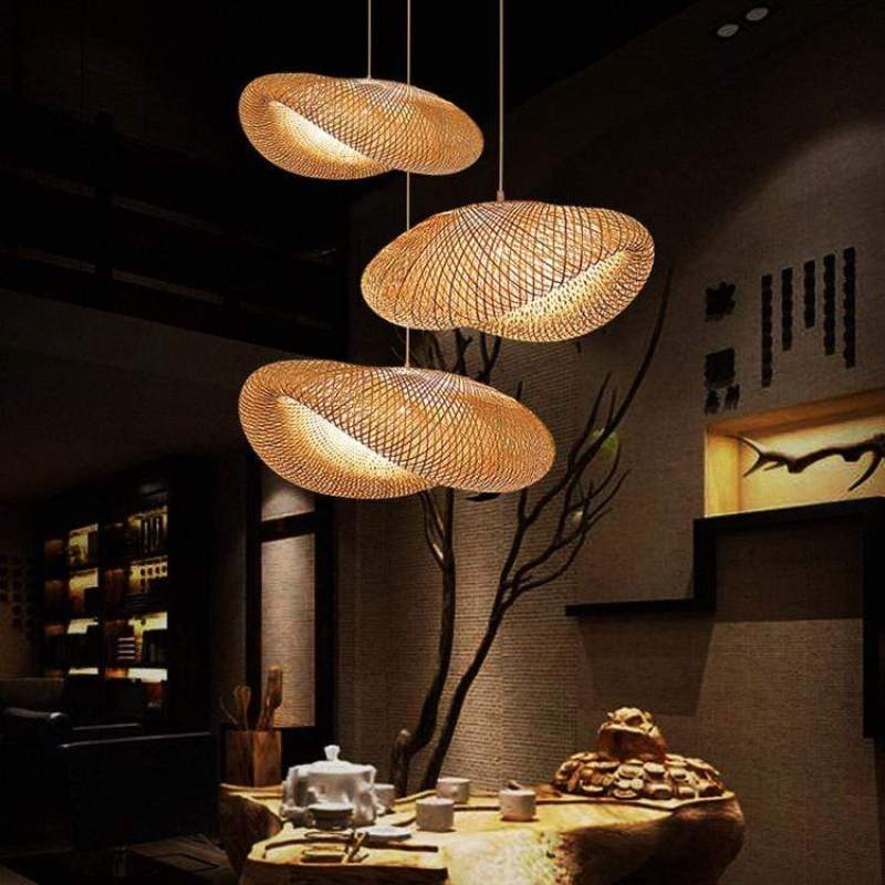 Rinwa Natural Pendant Light for Dining Room/Kitchen Island, Bamboo - Lamp Copper