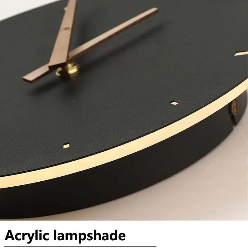 Glint Modern Clock Round Wall Lamp, Gold/Black - Lamp Copper