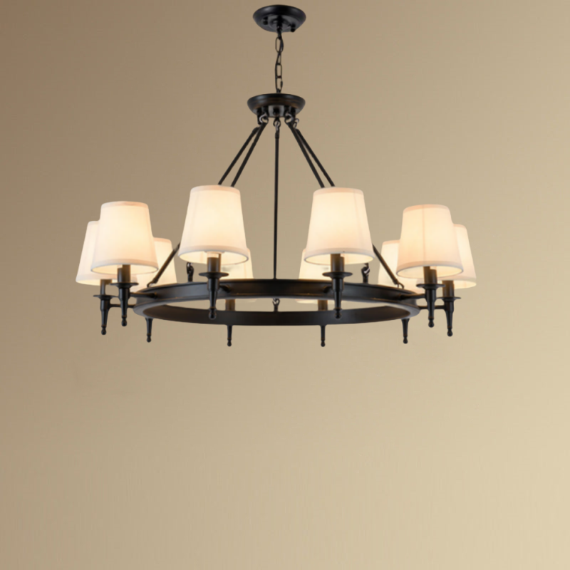 Silva vintage Ring Metal/Fabric Chandelier, Black/Copper - Lamp Copper