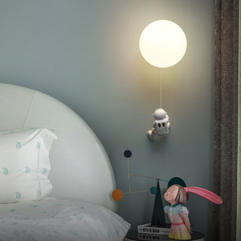 Aria Modern Moon LED Indoor Wall Lamp White Resin Kid's Room - Lamp Copper
