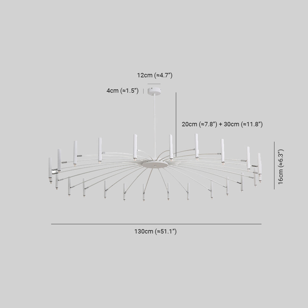 Arisha Modern Blown Linear Metal Multi-heads Chandelier - Lamp Copper