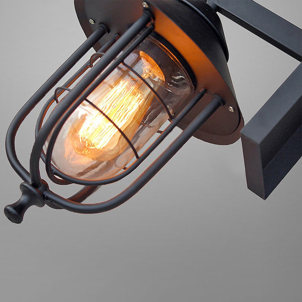 Ray Vintage Lantern Shaped Metal Outdoor Wall Lamp, Black - Lamp Copper