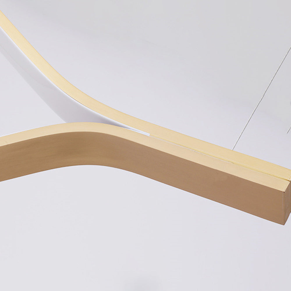 Arisha LED Linear Minimalist Wave Golden Leaf Shaped Pendant Light - Lamp Copper