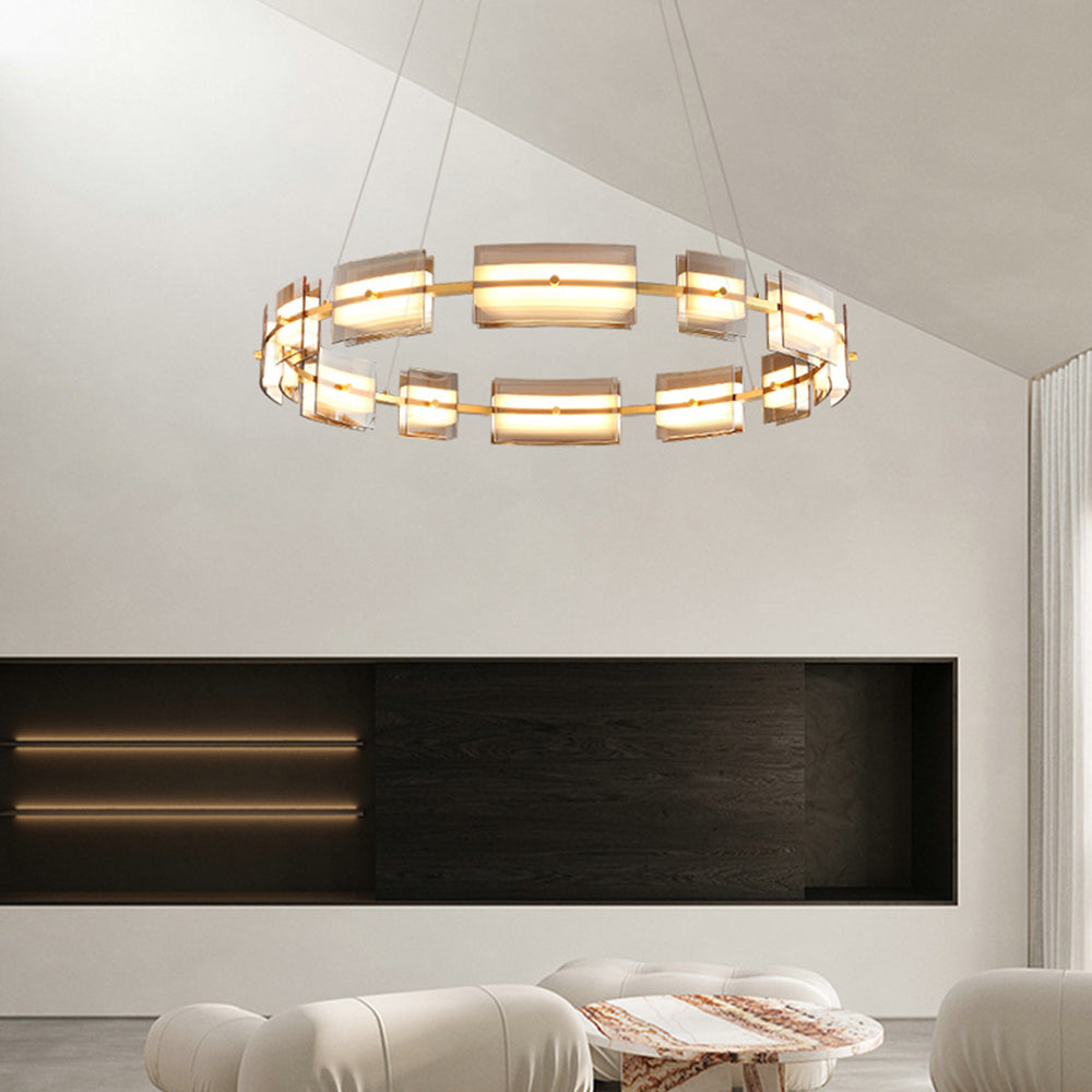 Arisha Minimalist Ring Metal Pendant Light,Black/Gold - Lamp Copper