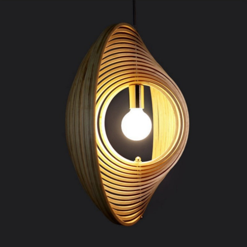 Muto Japanese LED Pendant Light Black/Gold Wood Bedroom/Bar - Lamp Copper