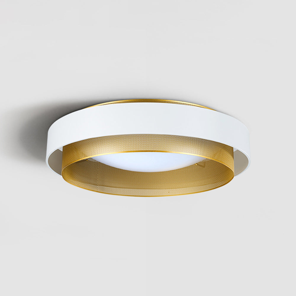 Arisha Modern Ring Metal/Acrylic Flush Mount Ceiling Light, White/Black - Lamp Copper