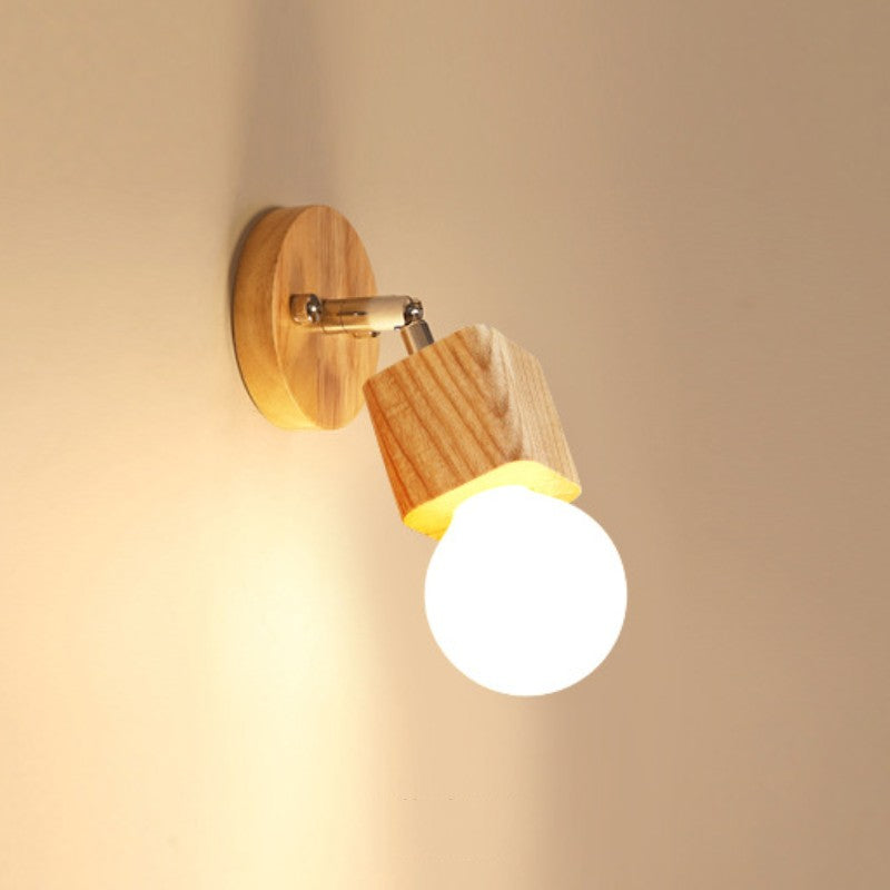 Muto Modern Square Globe Metal/Wood Wall Lamp, Vanity Light - Lamp Copper