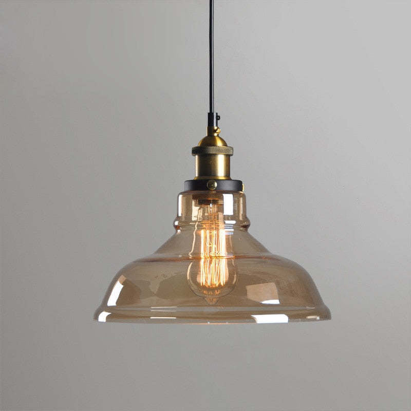 June Industrial Glass Pendant Light Clear/Amber/Smoke Grey - Lamp Copper