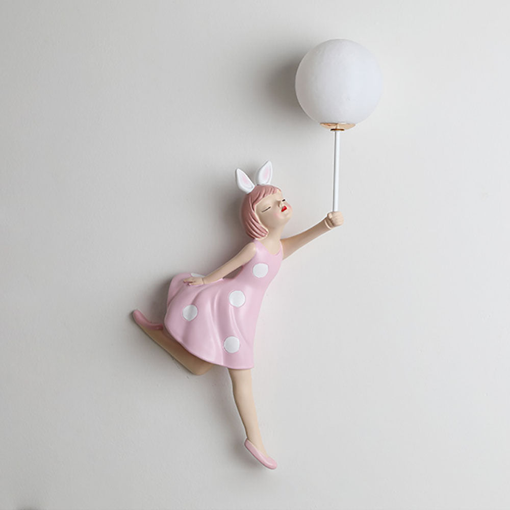 Arisha Modern Balloon/Girl Shape Acrylic Pink Wall Lamp - Lamp Copper