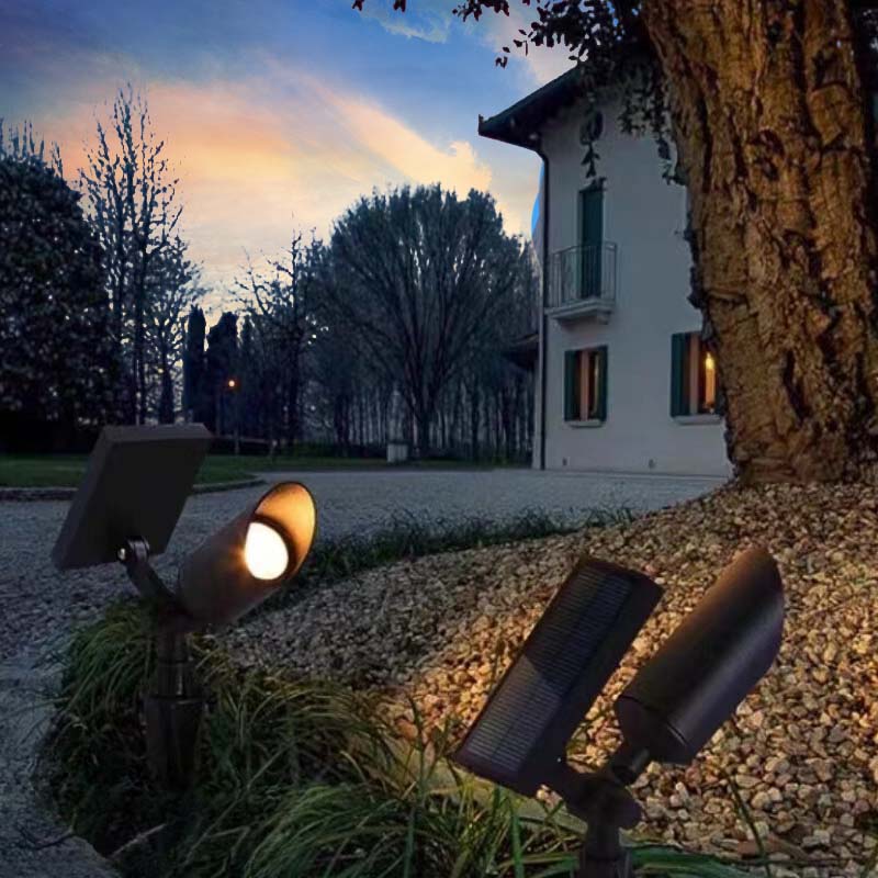Ray Modern Round Glass/Metal Solar Outdoor Ground Lamp Spotlight - Lamp Copper