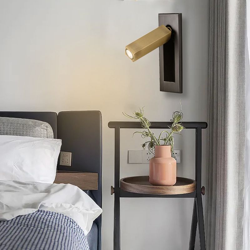 Arisha Modern Rotatable Bedside Sconce, Cylindrical/Square - Lamp Copper