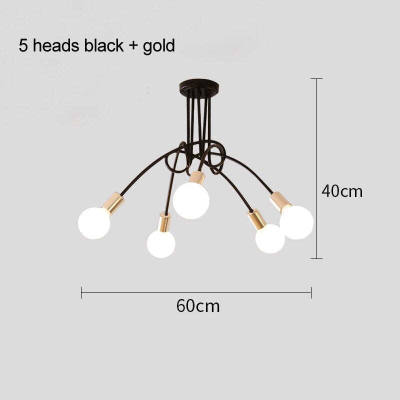 Arisha Modern Linear Curve Metal Ceiling Light, Dining Room/Living Room - Lamp Copper