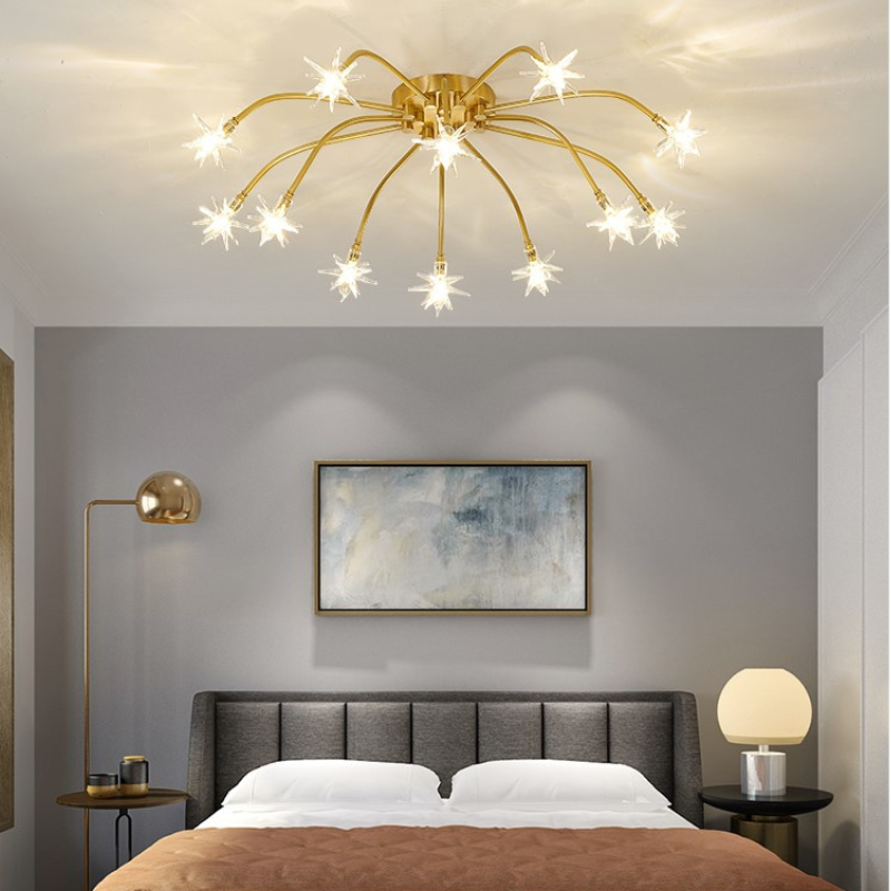 Arisha Art Deco Starry Flush Mount Ceiling Light - Lamp Copper
