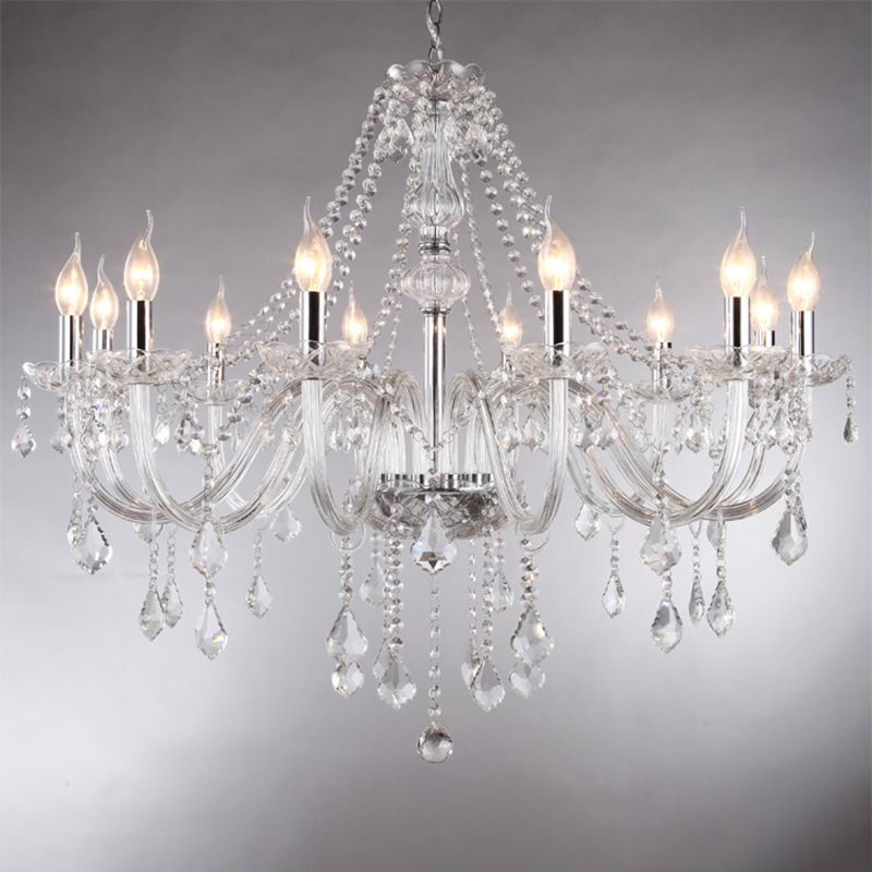 Silva Luxury Candlestick Clear Crystal Chandelier - Lamp Copper