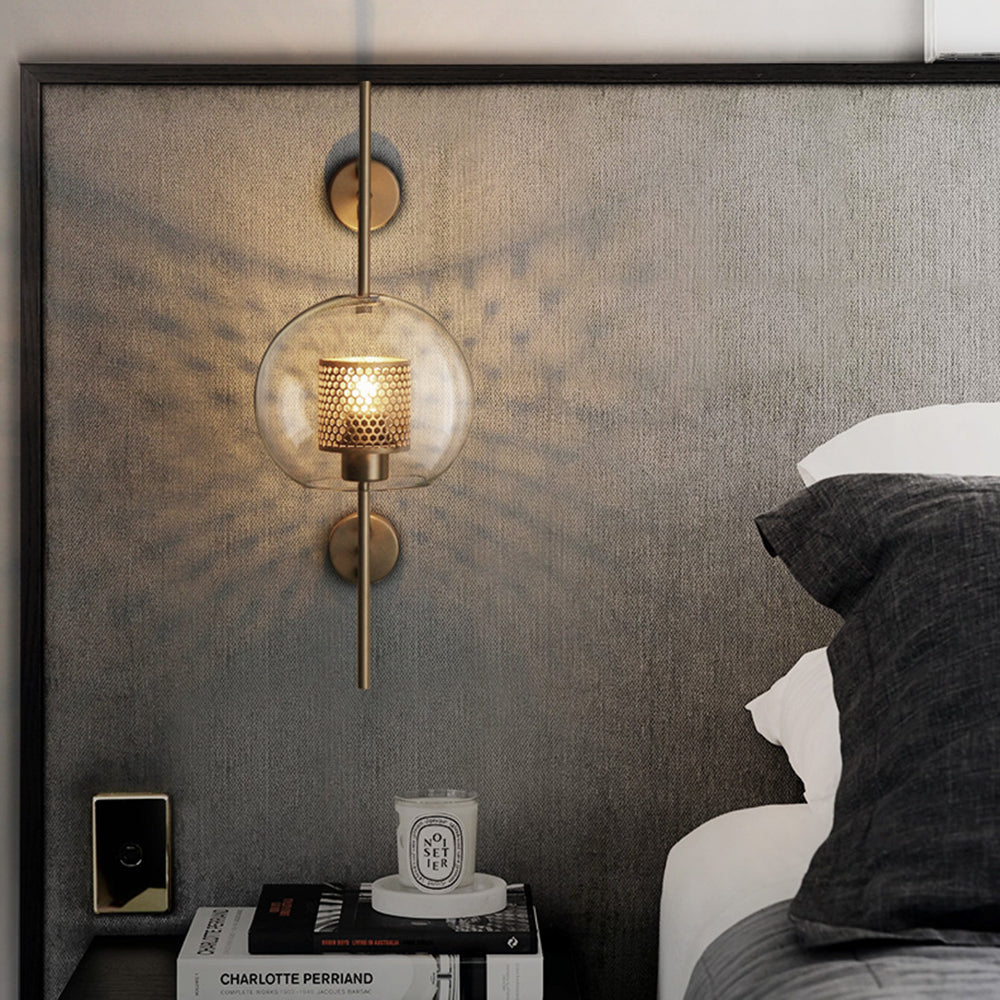 Kiri Industrial Classy Global Clear Glass Wall Lamp - Lamp Copper