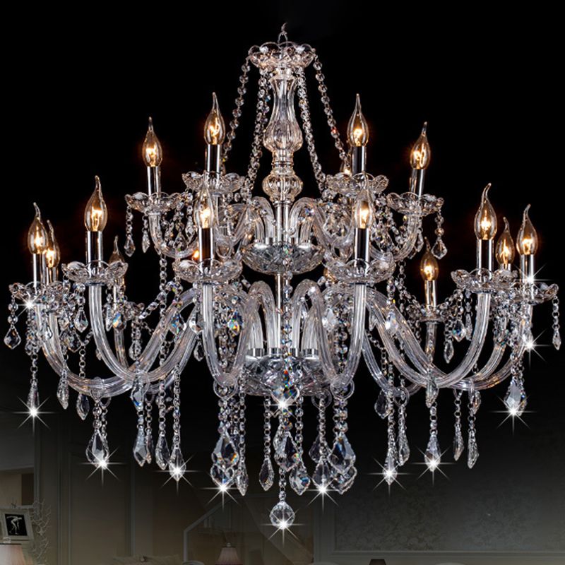 Silva Luxury Candlestick Clear Crystal Chandelier - Lamp Copper