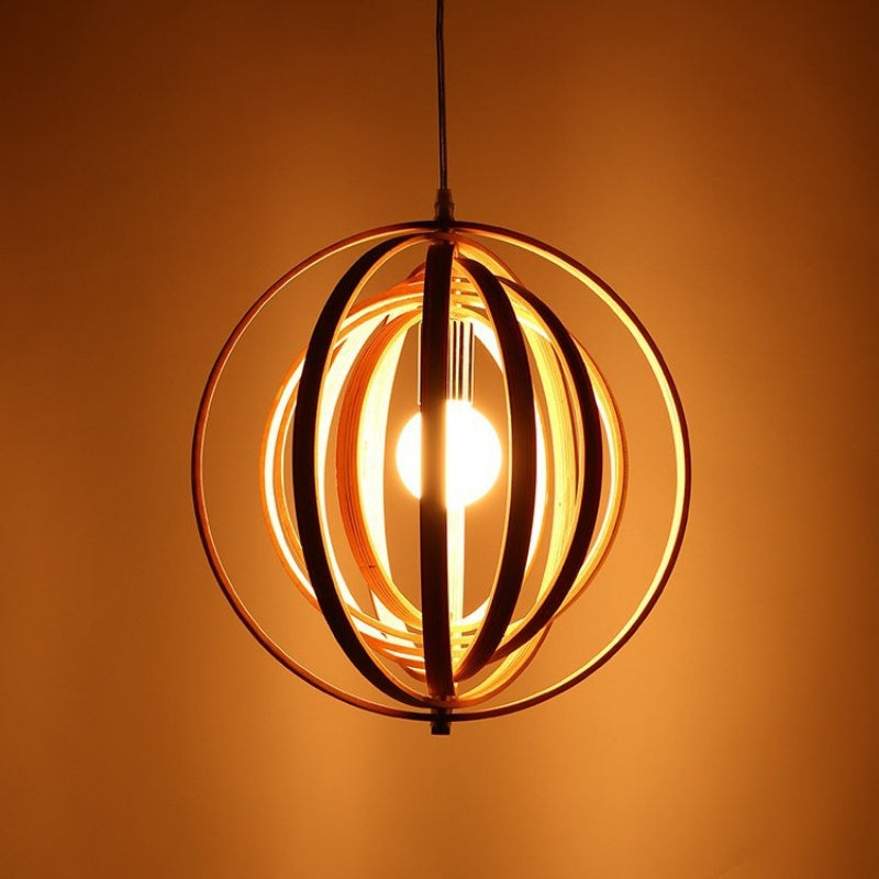 Muto Japanese LED Pendant Light Black/Gold Wood Bedroom/Bar - Lamp Copper