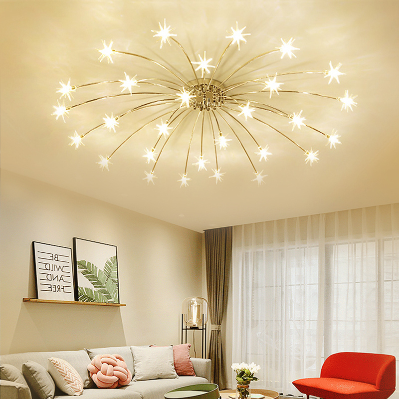 Arisha Art Deco Starry Flush Mount Ceiling Light - Lamp Copper
