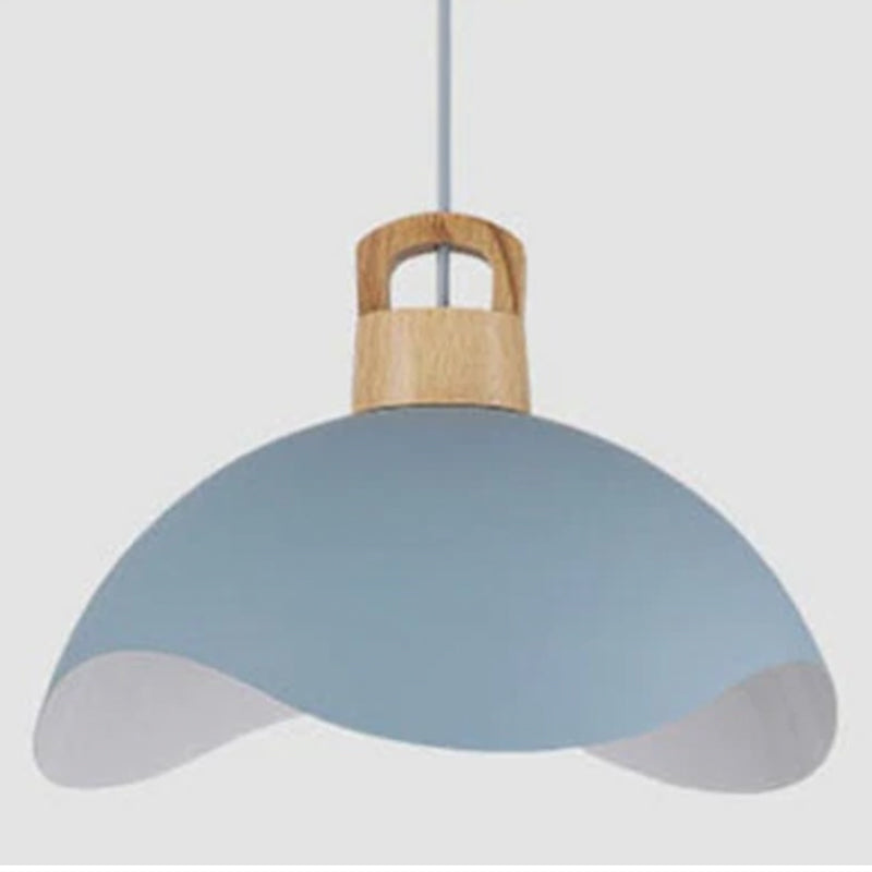 Valentina Colorful Shade Single Pendant Lights, Wood & Metal - Lamp Copper