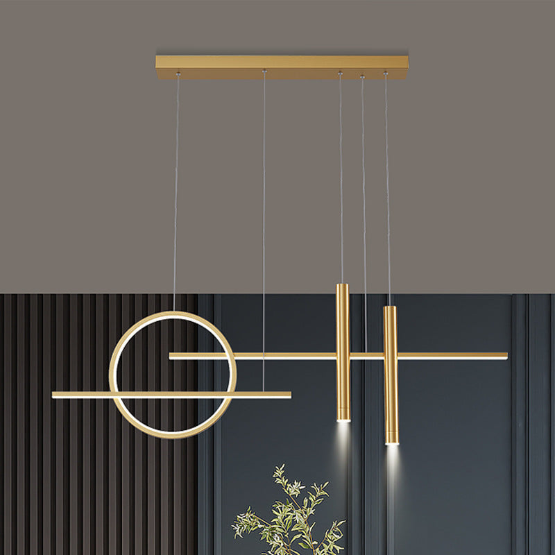 Arisha Minimalism Led Pendant Light, Irregular Ring, Black/Glod - Lamp Copper