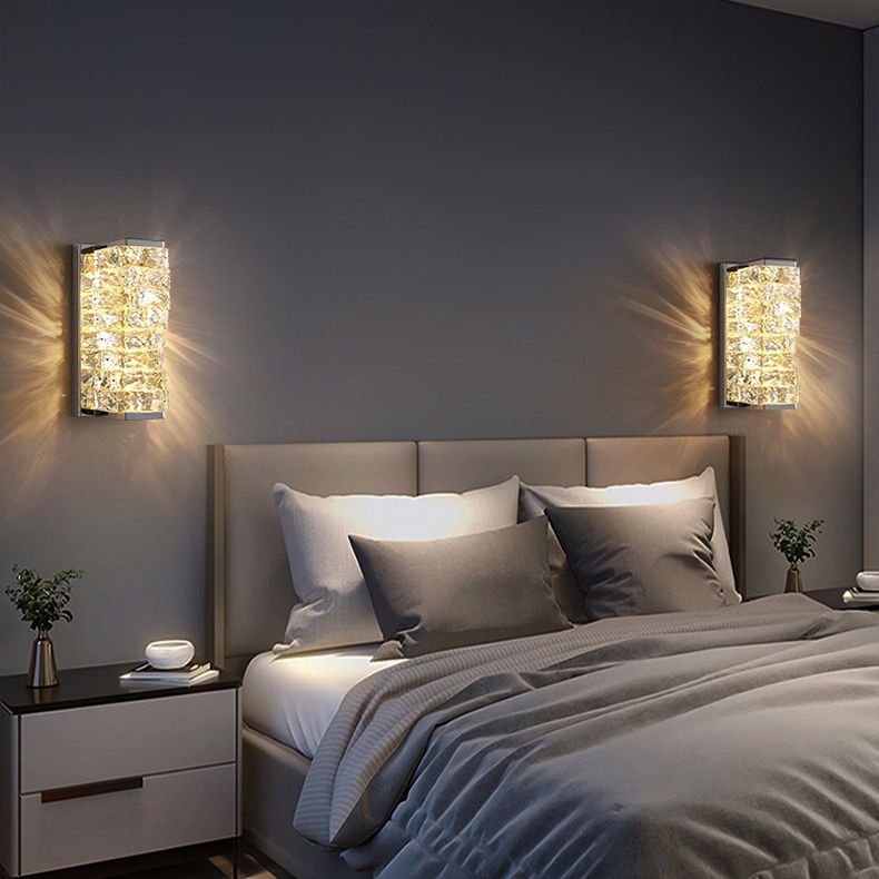 Kristy Modern Rectangular Vanity Metal Crystal LED Wall Lamp - Lamp Copper