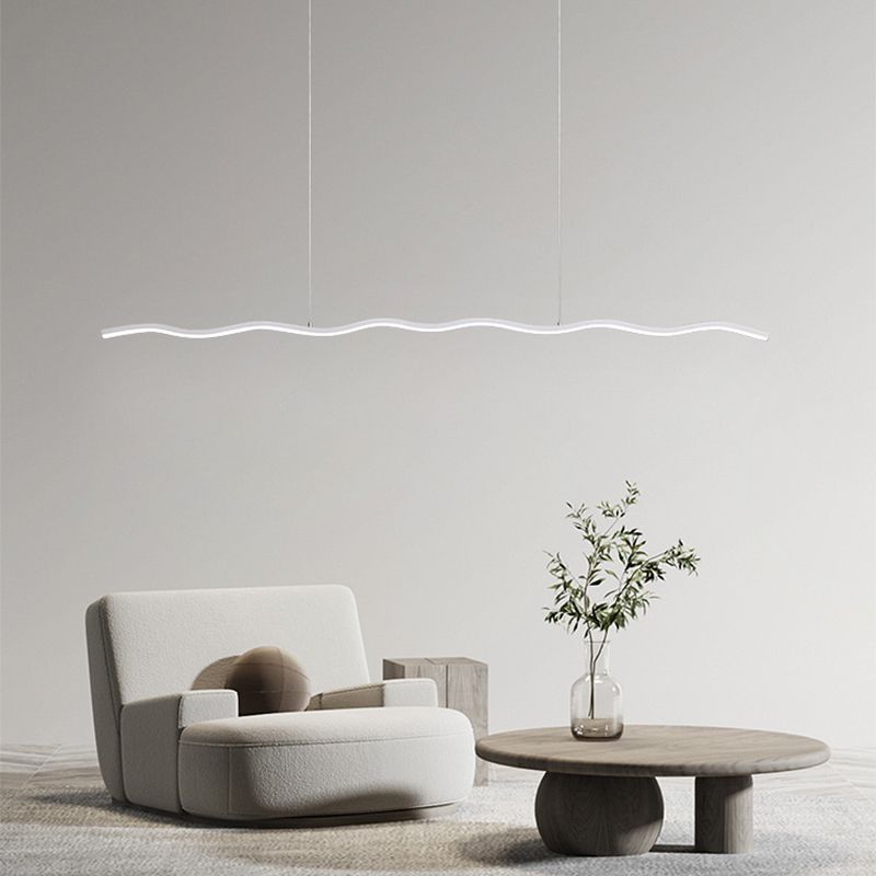 Arisha Wave Linear Pendant Light, Black/White - Lamp Copper