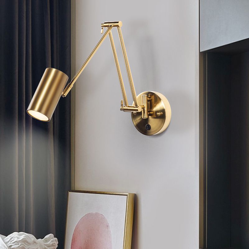 Aria Wall Lamp Cylindrical Adjustable Lamp Pole Metal Brass, Bedroom - Lamp Copper