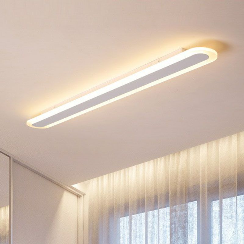 Arisha Minimalist Oval Linear Flush Mount Ceiling Light, White/Coffee - Lamp Copper