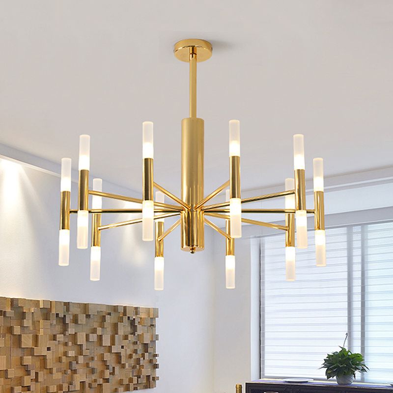 Kristy Modern Cylindrical Metal Chandelier, Gold - Lamp Copper