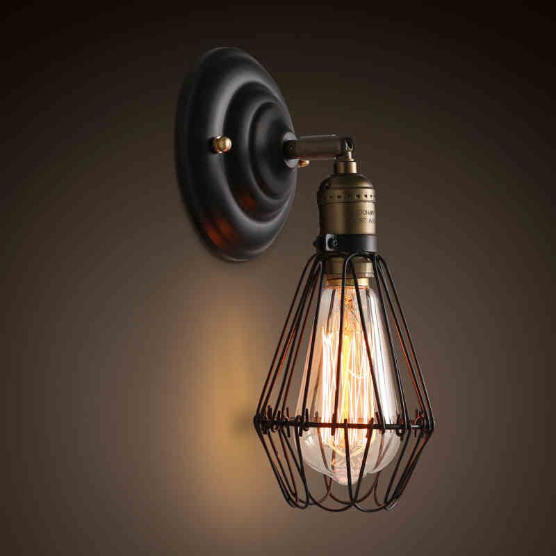 Alessio Industrial Lantern Shaped Metal Wall Lamp, Black/Rust - Lamp Copper