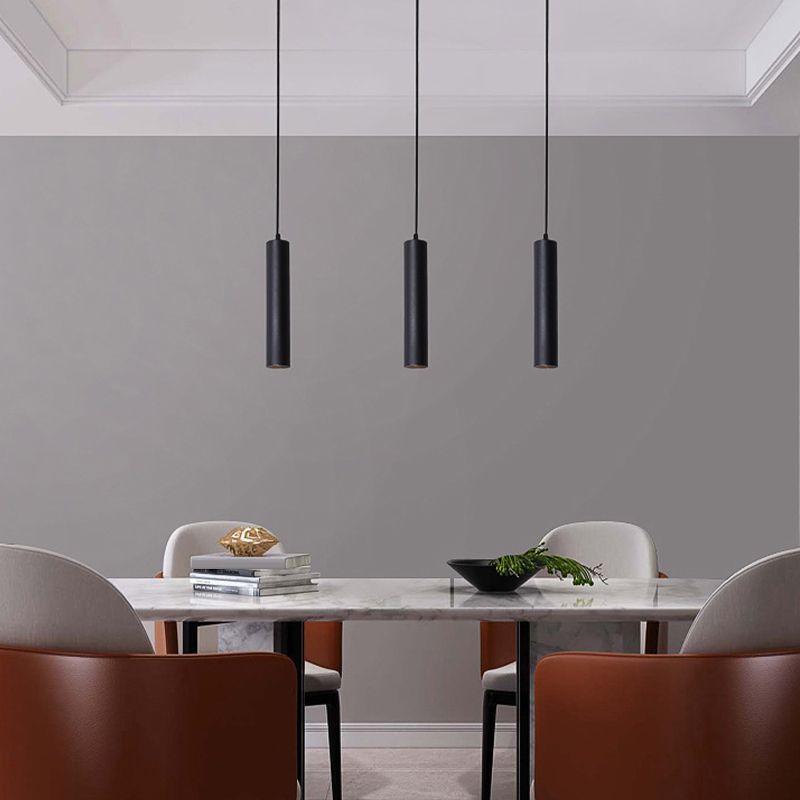 Yore Modern Cylinder Shape Linear Pendant Light Black Metal - Lamp Copper