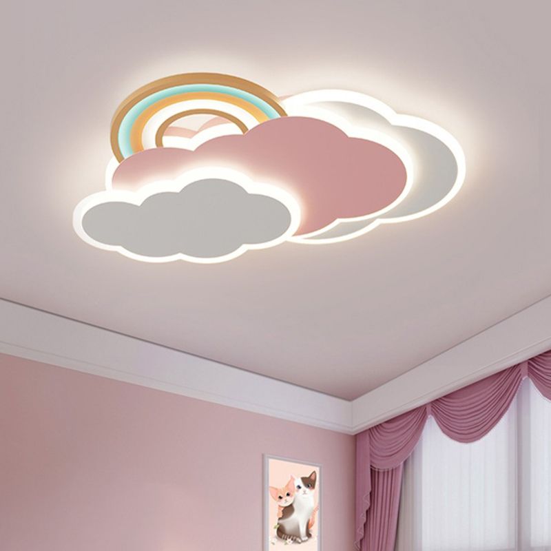 Aria Modern Cloud/Rainbow Flush Mount Ceiling Light Pink/White - Lamp Copper