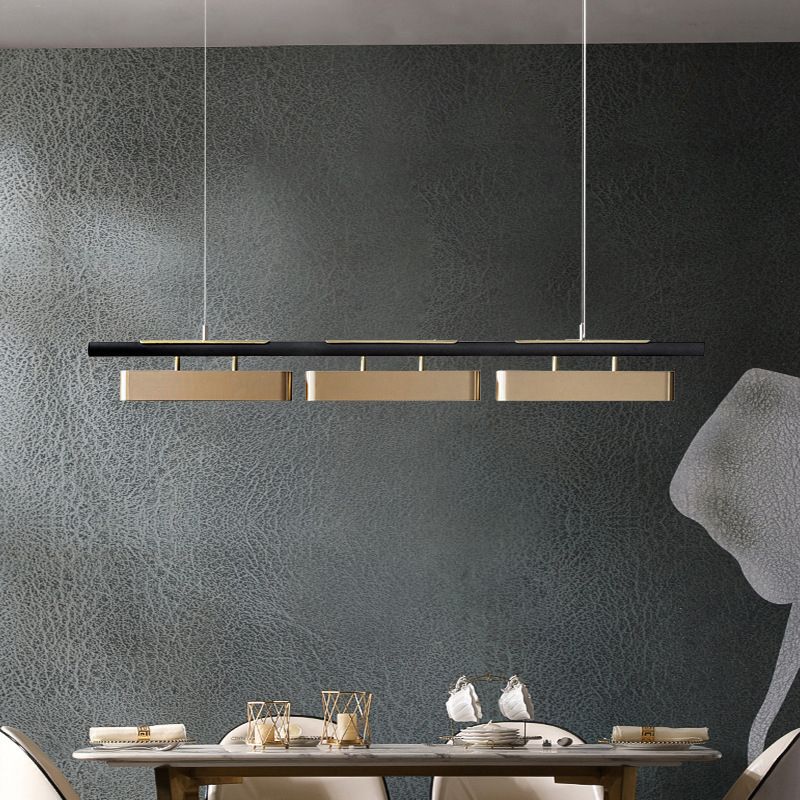 Arisha Pendant Light Rectangular Modern, Metal, Black/Brass, Office - Lamp Copper